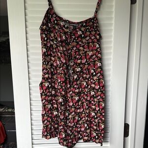 Express Floral Jumpsuit - Black and Pink